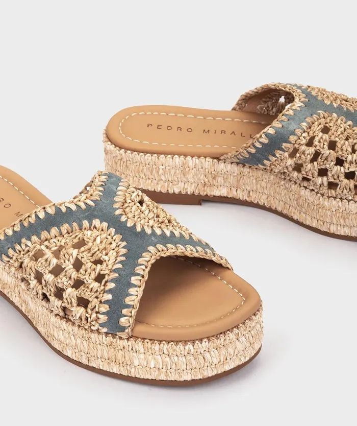 Pedro Miralles Flat Sandals CARACAS Baby Silk Jade Garden 8211 Woman Pedro Miralles Flat Sandals CARACAS Baby Silk Jade Garden 8211 Woman