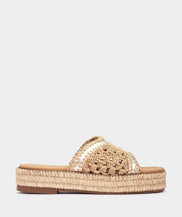 Pedro Miralles Flat Sandals CARACAS Napa Metal Platino 8211 Woman