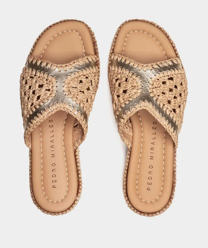 Pedro Miralles Flat Sandals CARACAS Napa Metal Platino 8211 Woman Pedro Miralles Flat Sandals CARACAS Napa Metal Platino 8211 Woman