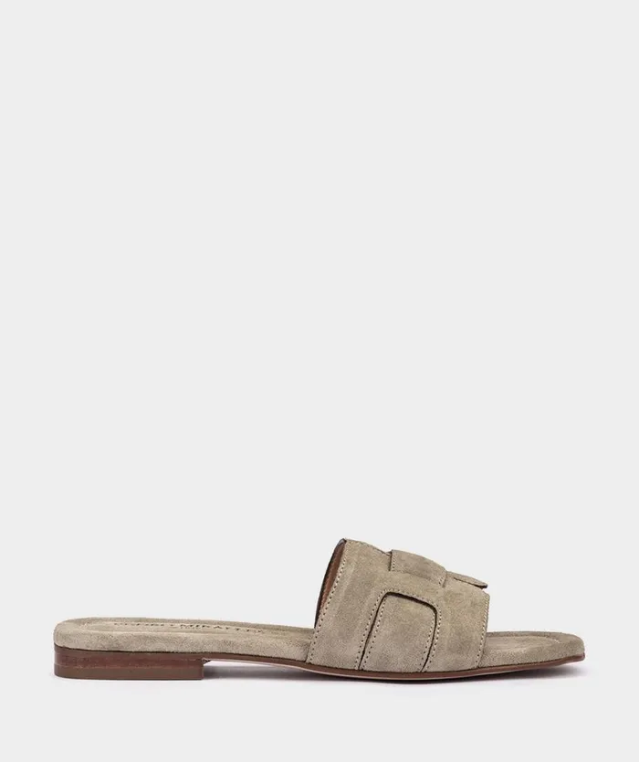 Pedro Miralles Flat Sandals CASTELLAR Velour Salvia 8211 Woman