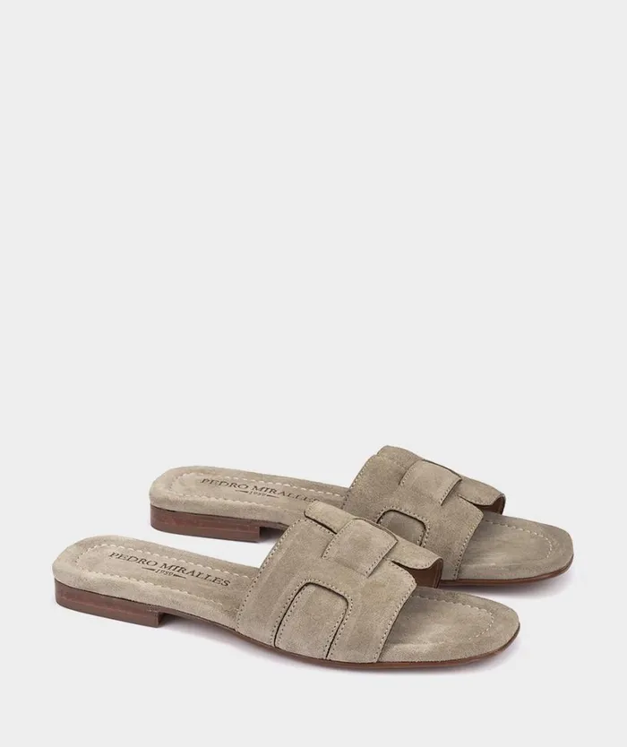 Pedro Miralles Flat Sandals CASTELLAR Velour Salvia 8211 Woman Pedro Miralles Flat Sandals CASTELLAR Velour Salvia 8211 Woman