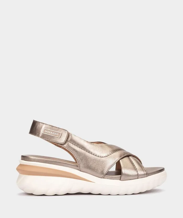 Pedro Miralles Flat Sandals GERONA Napa Metal Humo 8211 Woman