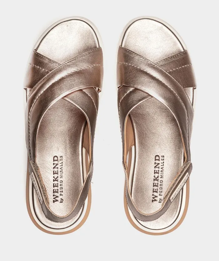 Pedro Miralles Flat Sandals GERONA Napa Metal Humo 8211 Woman Pedro Miralles Flat Sandals GERONA Napa Metal Humo 8211 Woman