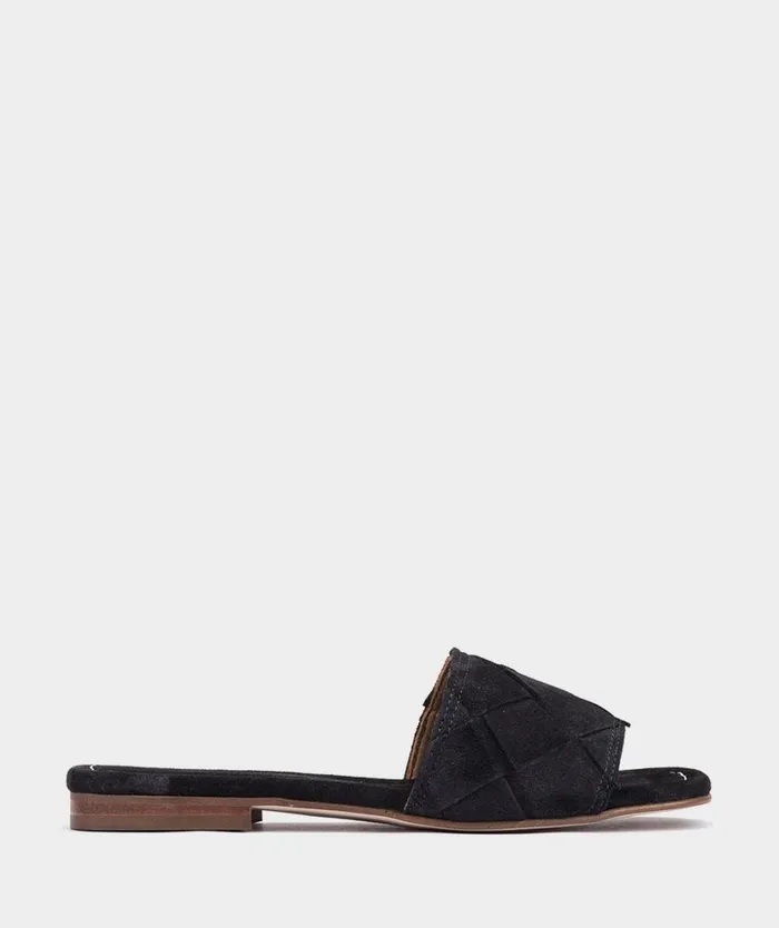 Pedro Miralles Flat Sandals MELIANA Velour Navy 8211 Woman