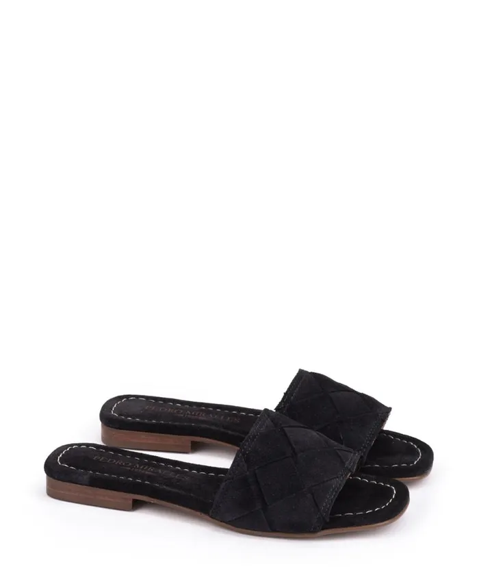 Pedro Miralles Flat Sandals MELIANA Velour Navy 8211 Woman Pedro Miralles Flat Sandals MELIANA Velour Navy 8211 Woman