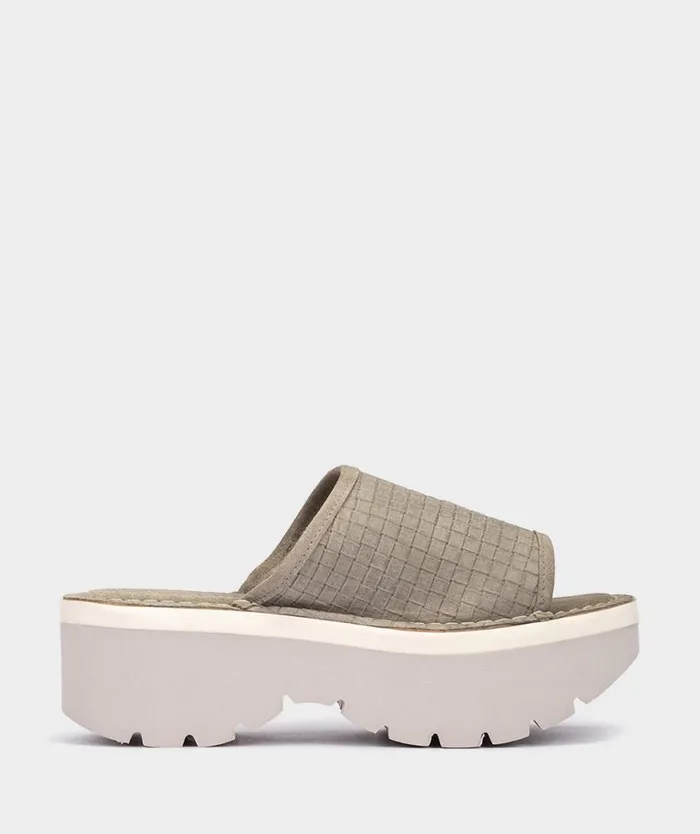 Pedro Miralles Flat Sandals MILOS Trenza Velour Salvia 8211 Woman