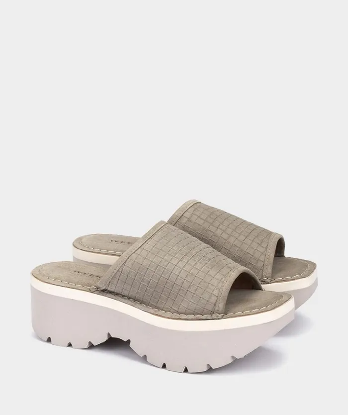 Pedro Miralles Flat Sandals MILOS Trenza Velour Salvia 8211 Woman Pedro Miralles Flat Sandals MILOS Trenza Velour Salvia 8211 Woman
