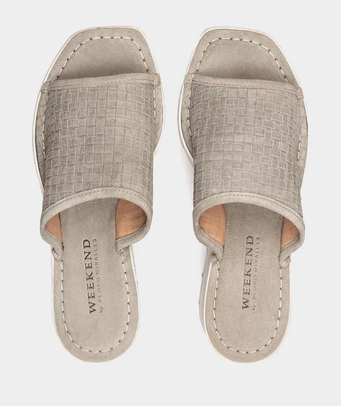 Pedro Miralles Flat Sandals MILOS Trenza Velour Salvia 8211 Woman Pedro Miralles Flat Sandals MILOS Trenza Velour Salvia 8211 Woman