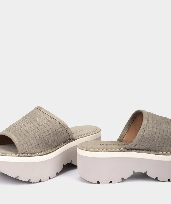Pedro Miralles Flat Sandals MILOS Trenza Velour Salvia 8211 Woman Pedro Miralles Flat Sandals MILOS Trenza Velour Salvia 8211 Woman