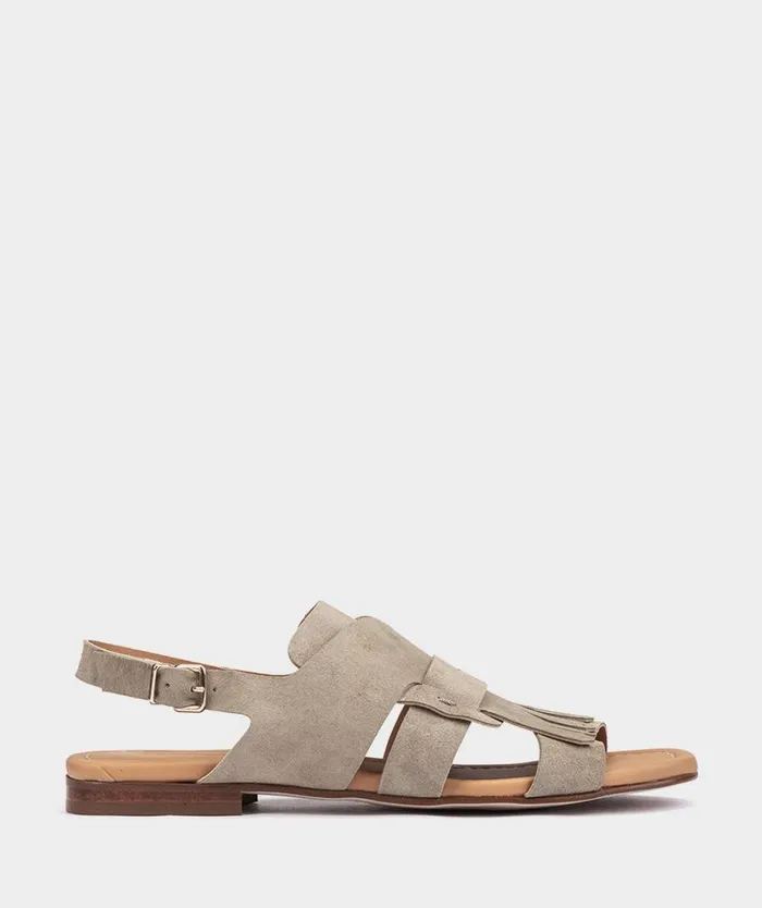 Pedro Miralles Flat Sandals SAFFORD Velour Salvia 8211 Woman