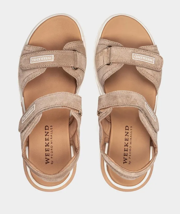 Pedro Miralles Flat Sandals SALOU Baby Silk Noisette 8211 Woman Pedro Miralles Flat Sandals SALOU Baby Silk Noisette 8211 Woman