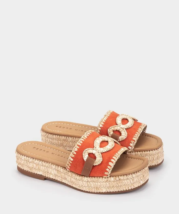 Pedro Miralles Flat Sandals VERACRUZ Velour Arancio 8211 Woman Pedro Miralles Flat Sandals VERACRUZ Velour Arancio 8211 Woman