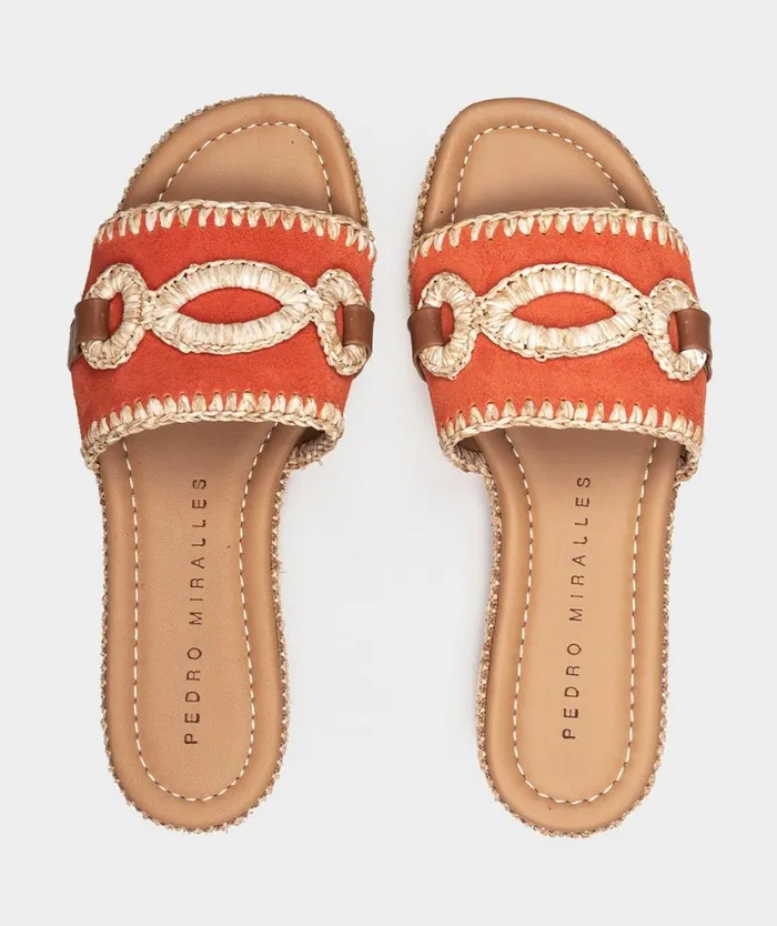 Pedro Miralles Flat Sandals VERACRUZ Velour Arancio 8211 Woman Pedro Miralles Flat Sandals VERACRUZ Velour Arancio 8211 Woman