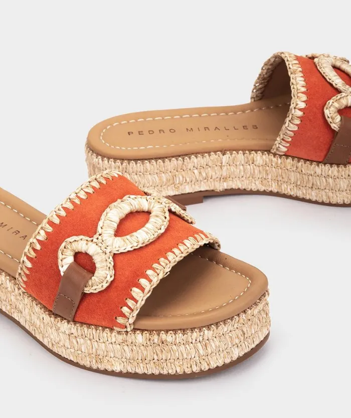 Pedro Miralles Flat Sandals VERACRUZ Velour Arancio 8211 Woman Pedro Miralles Flat Sandals VERACRUZ Velour Arancio 8211 Woman