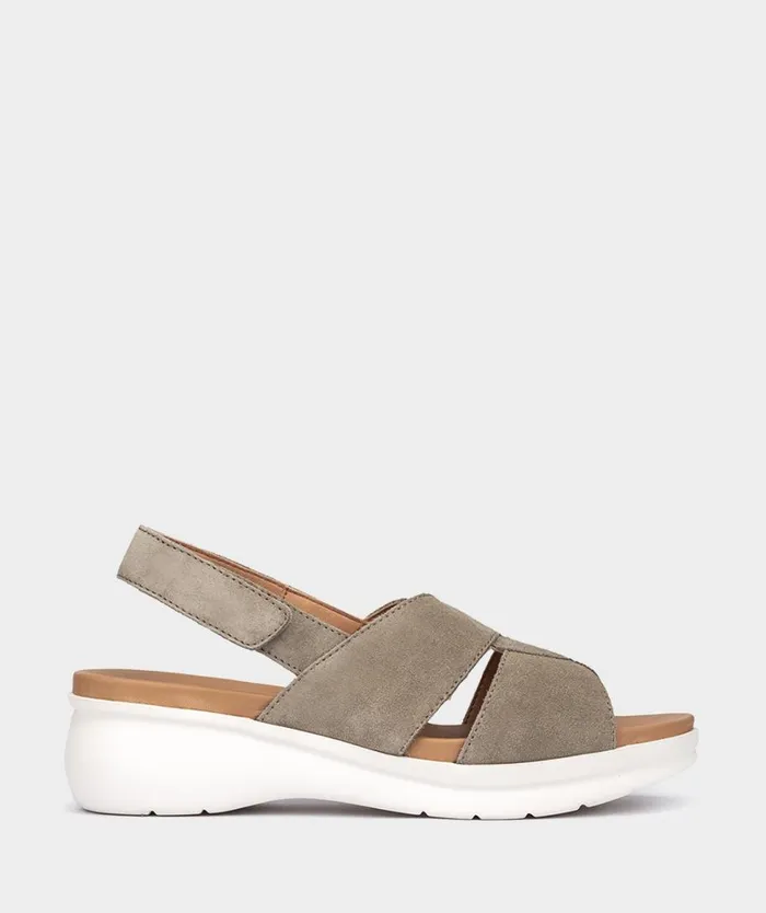 Pedro Miralles Flat Sandals ZAMORA Velour Salvia 8211 Woman