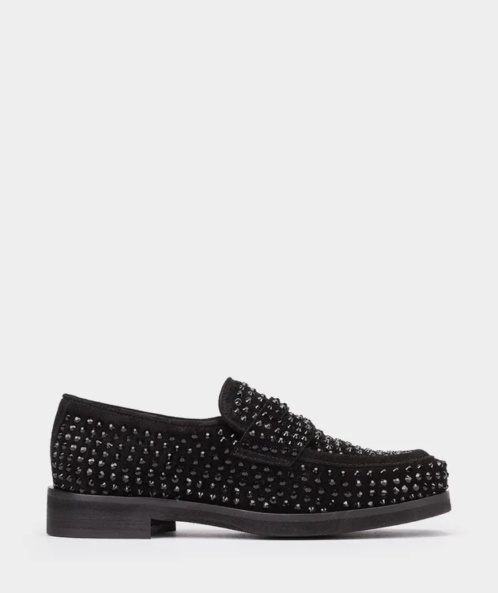Pedro Miralles Flat Shoes ISLANDIA Velour Negro 8211 Woman