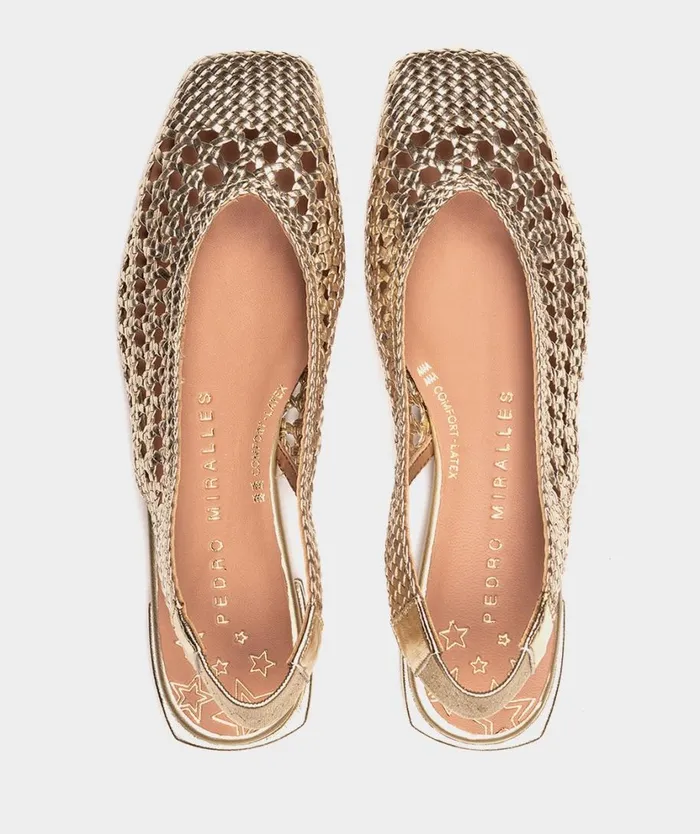 Pedro Miralles Flat Shoes OLIMPIA Trenza Platino 8211 Woman Pedro Miralles Flat Shoes OLIMPIA Trenza Platino 8211 Woman