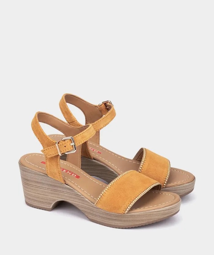 Pedro Miralles Heeled Sandals ADELAIDA Velour Mostaza 8211 Woman Pedro Miralles Heeled Sandals ADELAIDA Velour Mostaza 8211 Woman