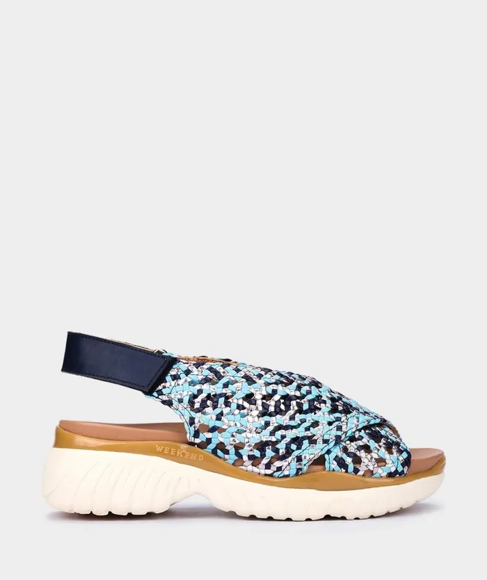 Pedro Miralles Heeled Sandals ALBIR Trenzado Multi Azules 8211 Woman