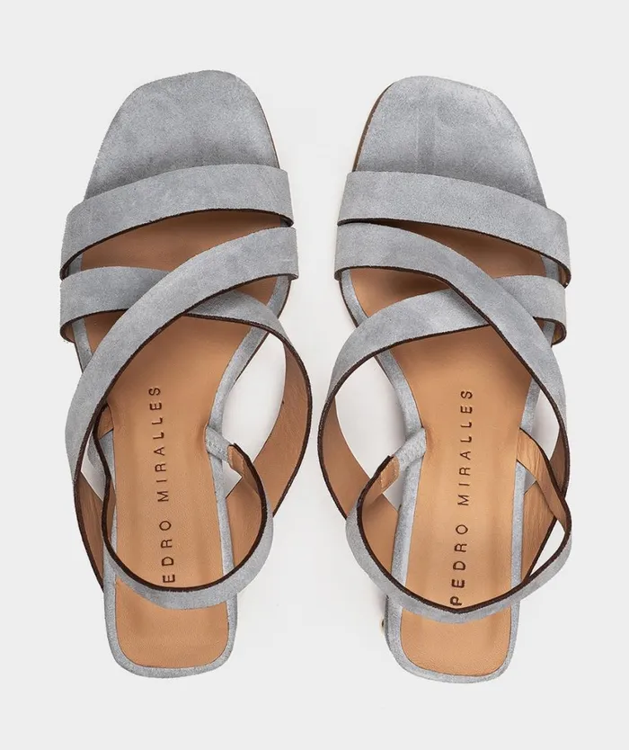 Pedro Miralles Heeled Sandals ALMUDAINA Velour Sky 8211 Woman Pedro Miralles Heeled Sandals ALMUDAINA Velour Sky 8211 Woman