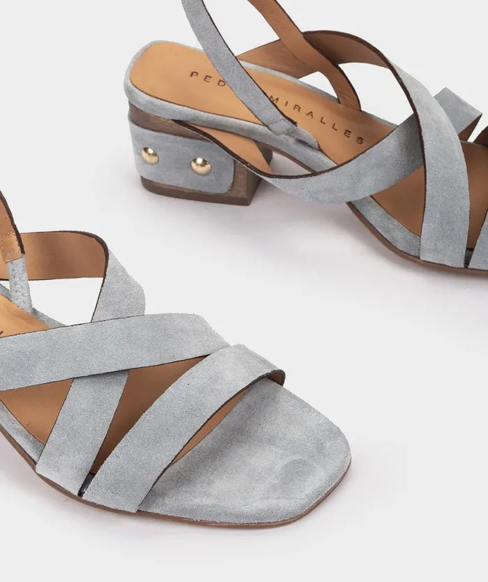 Pedro Miralles Heeled Sandals ALMUDAINA Velour Sky 8211 Woman Pedro Miralles Heeled Sandals ALMUDAINA Velour Sky 8211 Woman