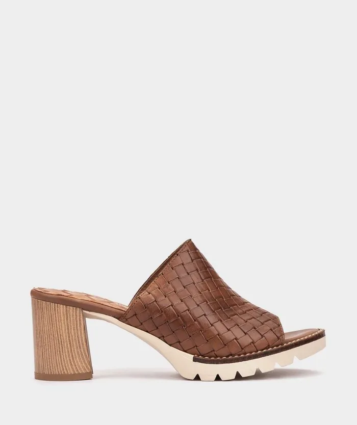 Pedro Miralles Heeled Sandals ANADIA Alfa Trenza Tabac 8211 Woman