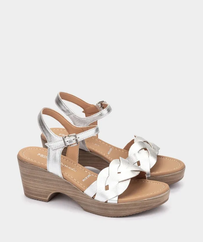 Pedro Miralles Heeled Sandals BAENA Napa Metal Plata 8211 Woman Pedro Miralles Heeled Sandals BAENA Napa Metal Plata 8211 Woman