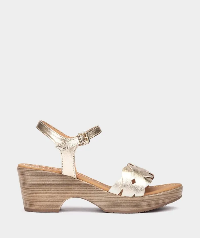 Pedro Miralles Heeled Sandals BAENA Napa Metal Platino 8211 Woman