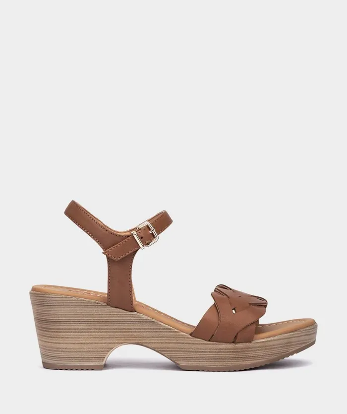 Pedro Miralles Heeled Sandals BAENA Vitello Tabaco 8211 Woman