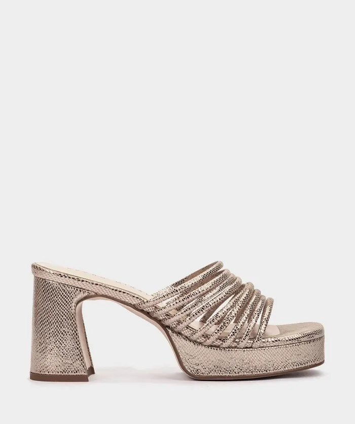 Pedro Miralles Heeled Sandals BARCELONA Serpiente Metal Humo 8211 Woman