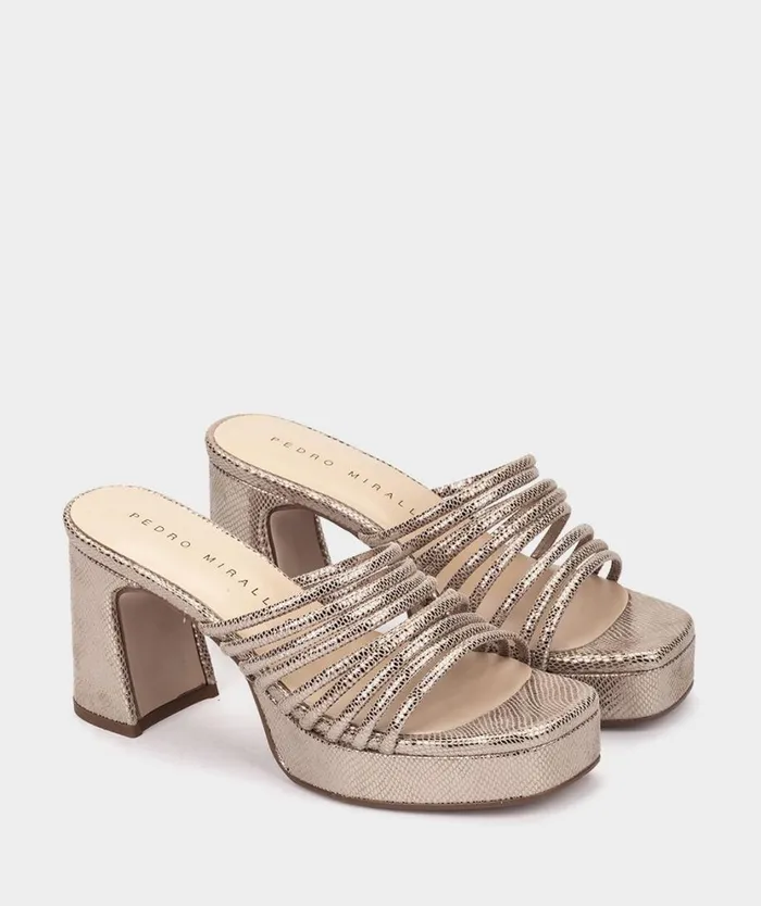 Pedro Miralles Heeled Sandals BARCELONA Serpiente Metal Humo 8211 Woman Pedro Miralles Heeled Sandals BARCELONA Serpiente Metal Humo 8211 Woman