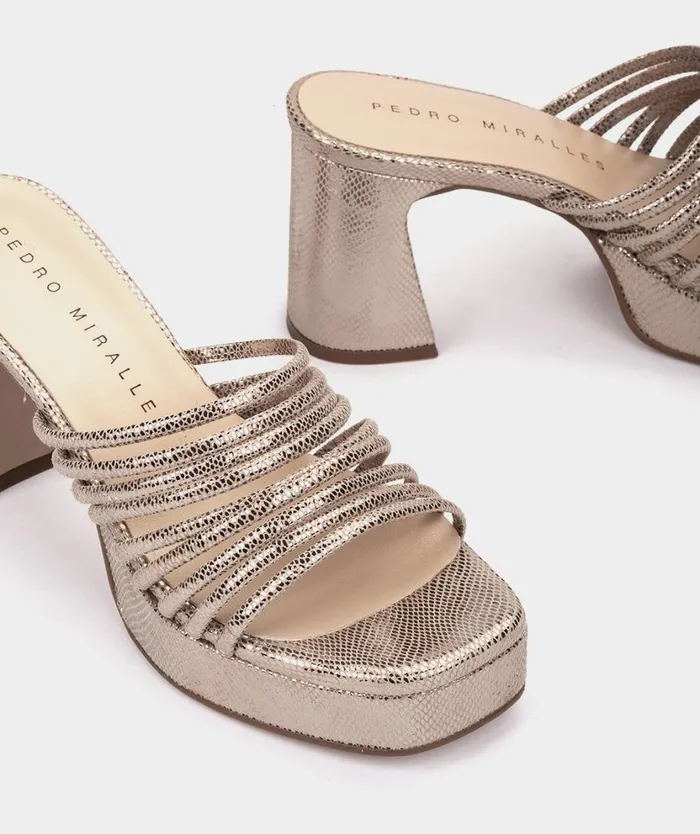 Pedro Miralles Heeled Sandals BARCELONA Serpiente Metal Humo 8211 Woman Pedro Miralles Heeled Sandals BARCELONA Serpiente Metal Humo 8211 Woman