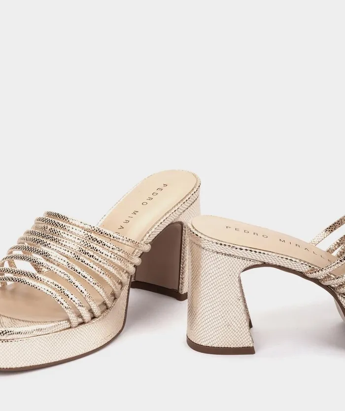 Pedro Miralles Heeled Sandals BARCELONA Serpiente Metal Platino 8211 Woman Pedro Miralles Heeled Sandals BARCELONA Serpiente Metal Platino 8211 Woman