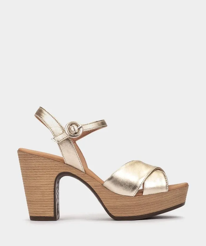 Pedro Miralles Heeled Sandals BIRGU Napa Metal Platino 8211 Woman
