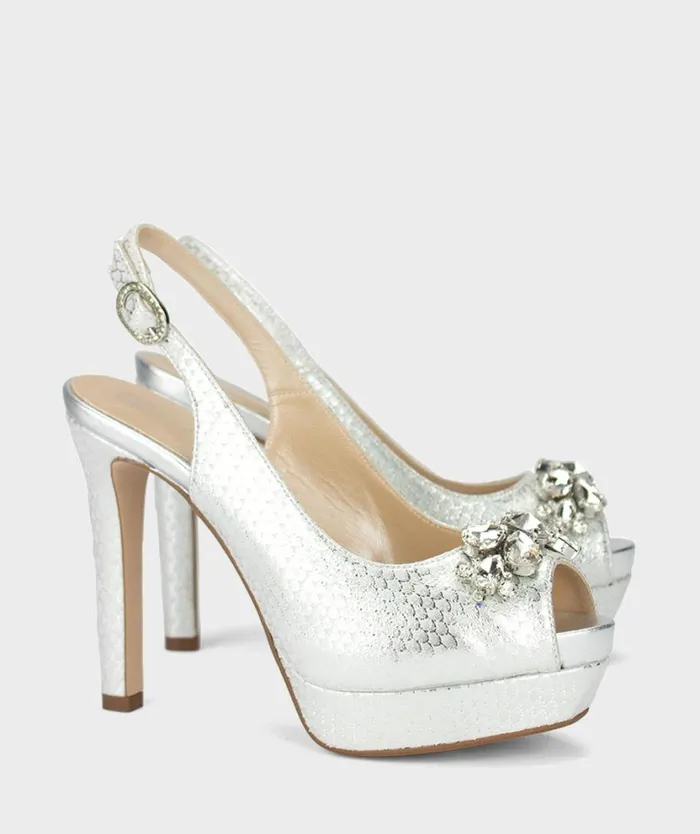 Pedro Miralles Heeled Sandals CAREZZA Escama Metal Blanco 8211 Woman Pedro Miralles Heeled Sandals CAREZZA Escama Metal Blanco 8211 Woman