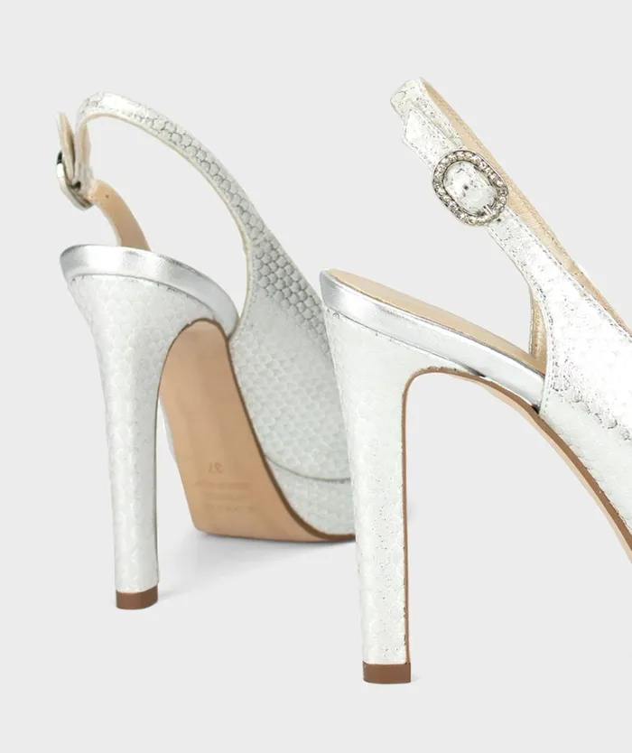 Pedro Miralles Heeled Sandals CAREZZA Escama Metal Blanco 8211 Woman Pedro Miralles Heeled Sandals CAREZZA Escama Metal Blanco 8211 Woman