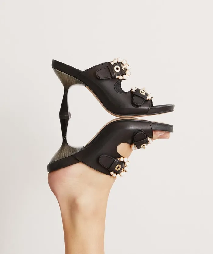 Pedro Miralles Heeled Sandals CHELLA Vitello Negro 8211 Woman