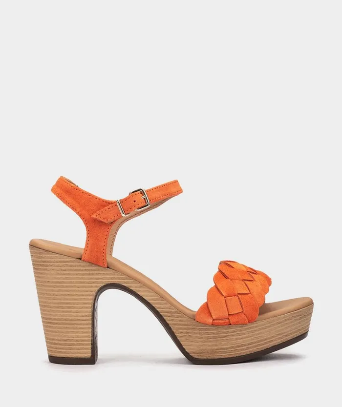Pedro Miralles Heeled Sandals CILLN Velour Arancio 8211 Woman
