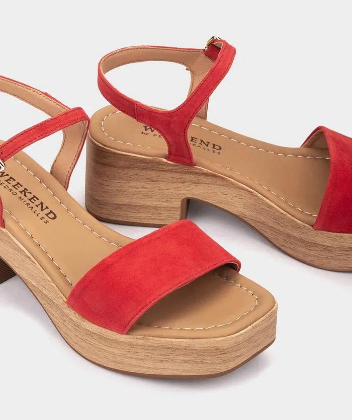 Pedro Miralles Heeled Sandals COVA Ante Rojo 8211 Woman Pedro Miralles Heeled Sandals COVA Ante Rojo 8211 Woman