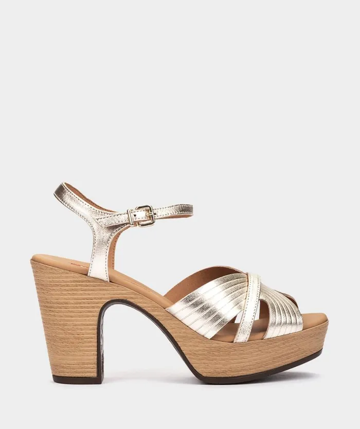 Pedro Miralles Heeled Sandals DAEGU Napa Metal Platino 8211 Woman