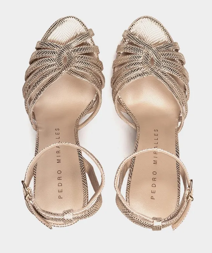 Pedro Miralles Heeled Sandals ETIOPIA Serpiente Metal Platino 8211 Woman Pedro Miralles Heeled Sandals ETIOPIA Serpiente Metal Platino 8211 Woman