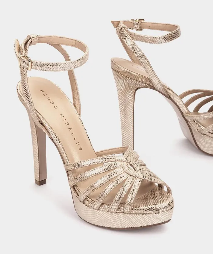 Pedro Miralles Heeled Sandals ETIOPIA Serpiente Metal Platino 8211 Woman Pedro Miralles Heeled Sandals ETIOPIA Serpiente Metal Platino 8211 Woman