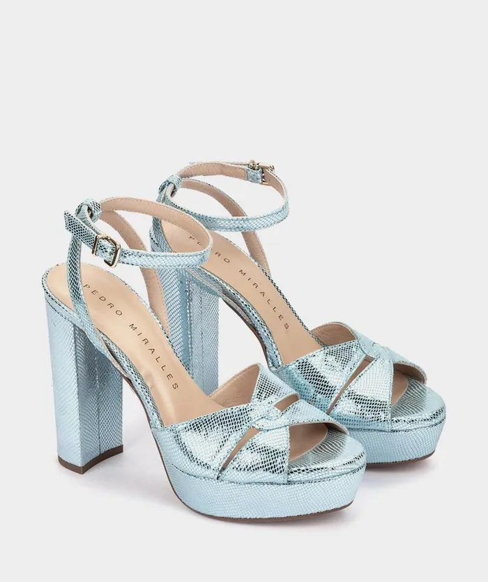 Pedro Miralles Heeled Sandals GANDIA Serpiente Metal Blue 8211 Woman Pedro Miralles Heeled Sandals GANDIA Serpiente Metal Blue 8211 Woman