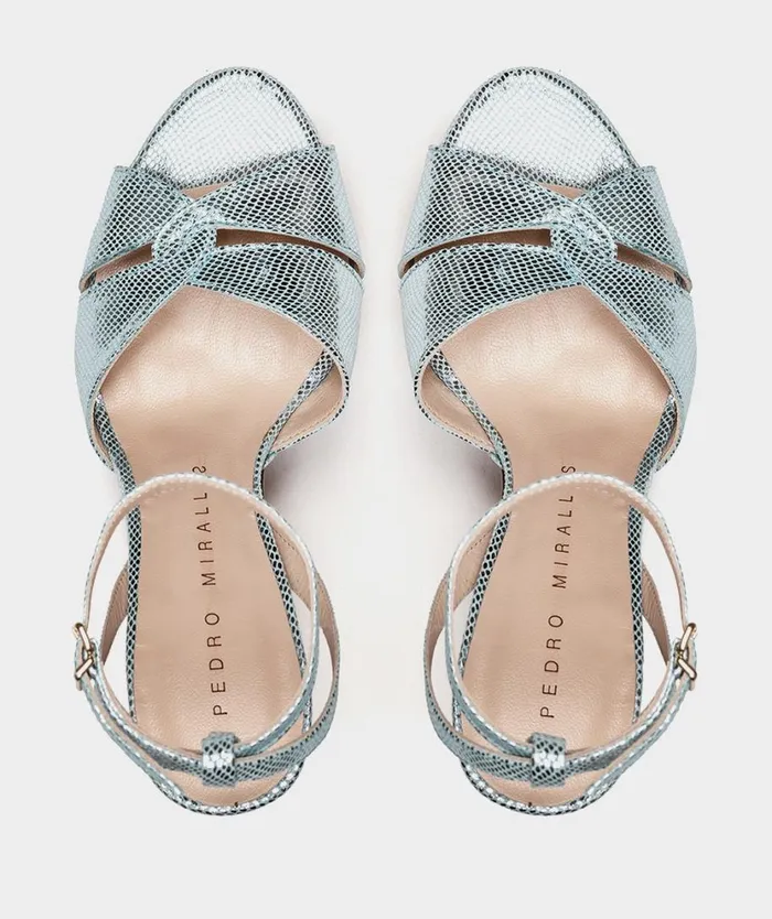 Pedro Miralles Heeled Sandals GANDIA Serpiente Metal Blue 8211 Woman Pedro Miralles Heeled Sandals GANDIA Serpiente Metal Blue 8211 Woman