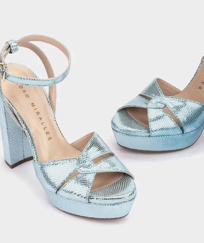 Pedro Miralles Heeled Sandals GANDIA Serpiente Metal Blue 8211 Woman Pedro Miralles Heeled Sandals GANDIA Serpiente Metal Blue 8211 Woman