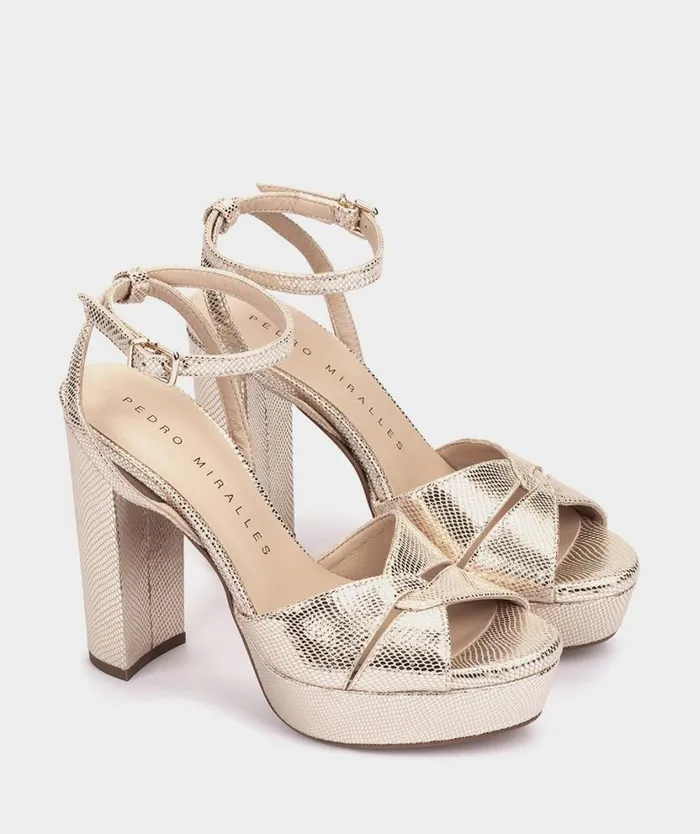 Pedro Miralles Heeled Sandals GANDIA Serpiente Metal Platino 8211 Woman Pedro Miralles Heeled Sandals GANDIA Serpiente Metal Platino 8211 Woman