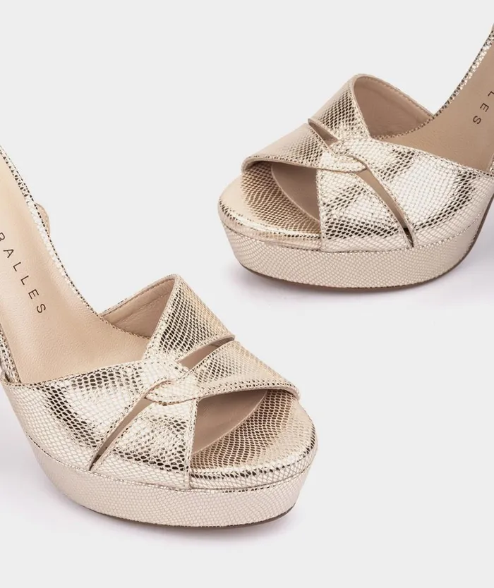 Pedro Miralles Heeled Sandals GANDIA Serpiente Metal Platino 8211 Woman Pedro Miralles Heeled Sandals GANDIA Serpiente Metal Platino 8211 Woman