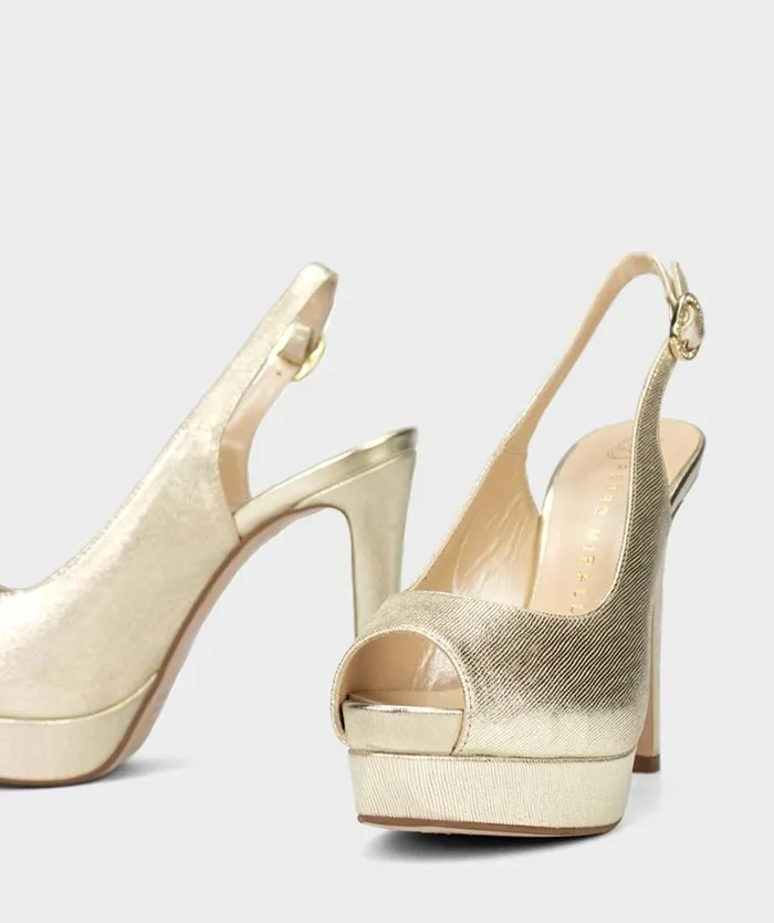 Pedro Miralles Heeled Sandals GRIM Plisado Metal Carrara 8211 Woman Pedro Miralles Heeled Sandals GRIM Plisado Metal Carrara 8211 Woman