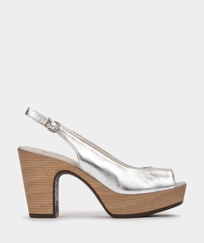 Pedro Miralles Heeled Sandals LA VALETA Napa Metal Plata 8211 Woman
