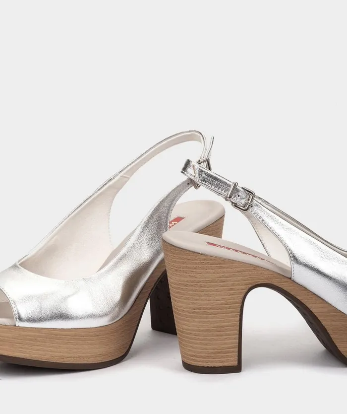 Pedro Miralles Heeled Sandals LA VALETA Napa Metal Plata 8211 Woman Pedro Miralles Heeled Sandals LA VALETA Napa Metal Plata 8211 Woman